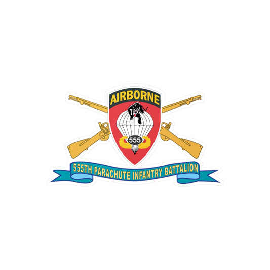 Kiss-Cut Vinyl Decals - Army - 555th Parachute Infantry Battalion - SSI w Br - Ribbon X 300