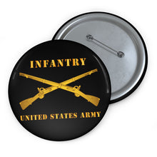 Load image into Gallery viewer, Custom Pin Buttons - Infantry - Branch - US Army X 300
