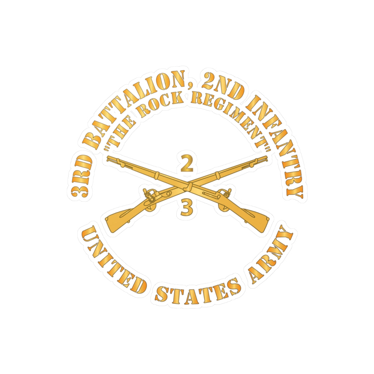Kiss-Cut Vinyl Decals - Army - 3rd Battalion, 2nd Infantry Regiment Branch - The Rock Regiment - US Army X 300
