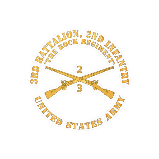 Kiss-Cut Vinyl Decals - Army - 3rd Battalion, 2nd Infantry Regiment Branch - The Rock Regiment - US Army X 300