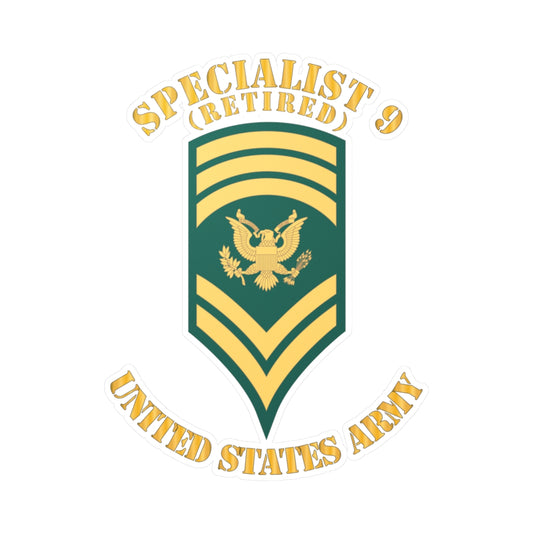 Kiss-Cut Vinyl Decals - Army - Enlisted - SPEC 9 - Specialist 9  - Std - Retired X 300