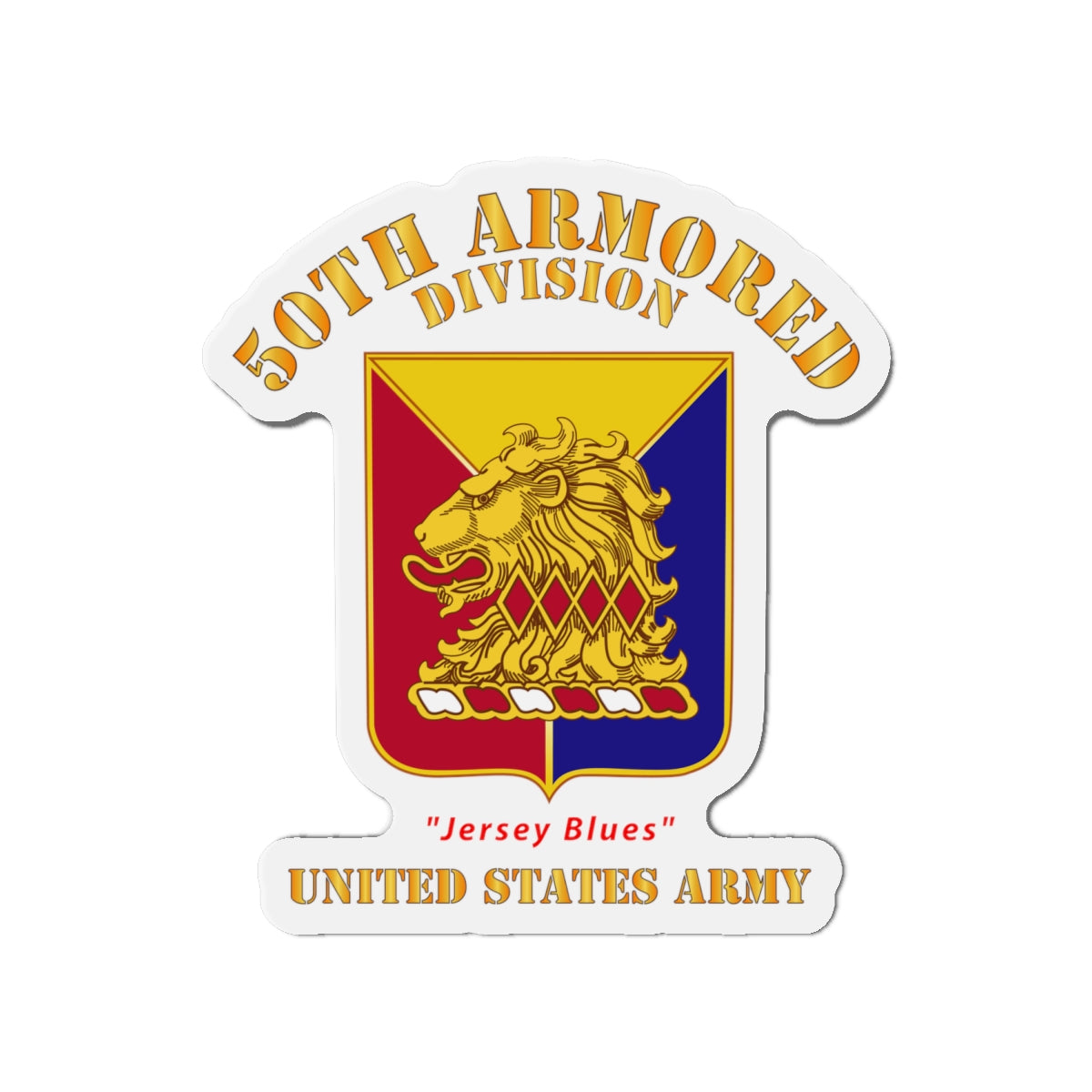 Die-Cut Magnets - Army - DUI - 50th Armored Division wo Txt - Jersey Blues - US Army X 300