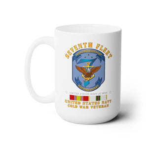 White Ceramic Mug 15oz - Navy - Seventh Fleet w COLD SVC X 300