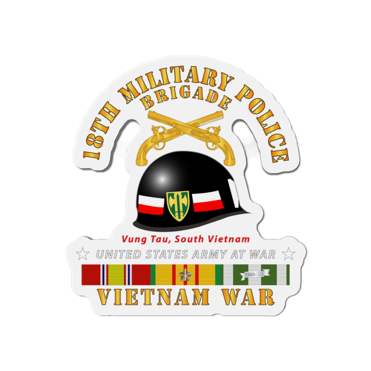 Die-Cut Magnets - Army - 18th MP Brigade - Helmet -  Vietnam w SVCV1
