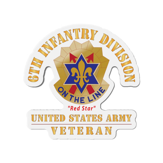 Die-Cut Magnets - Army - DUI - 6th Infantry Division - Red Star - US Army Veteran X 300