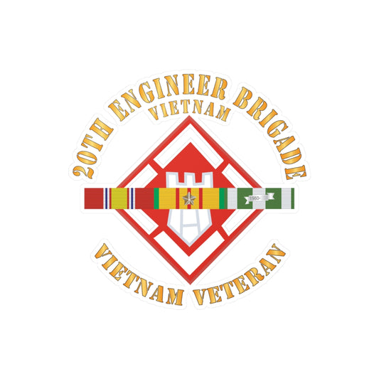 Kiss-Cut Vinyl Decals - Army -  20th Engineer Brigade with VIetnam SVC Ribbons X 300
