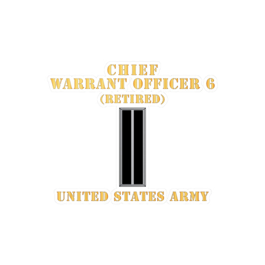 Kiss-Cut Vinyl Decals - Army - Chief Warrant Officer 6 - CW06 - Retired - Flat - X 300