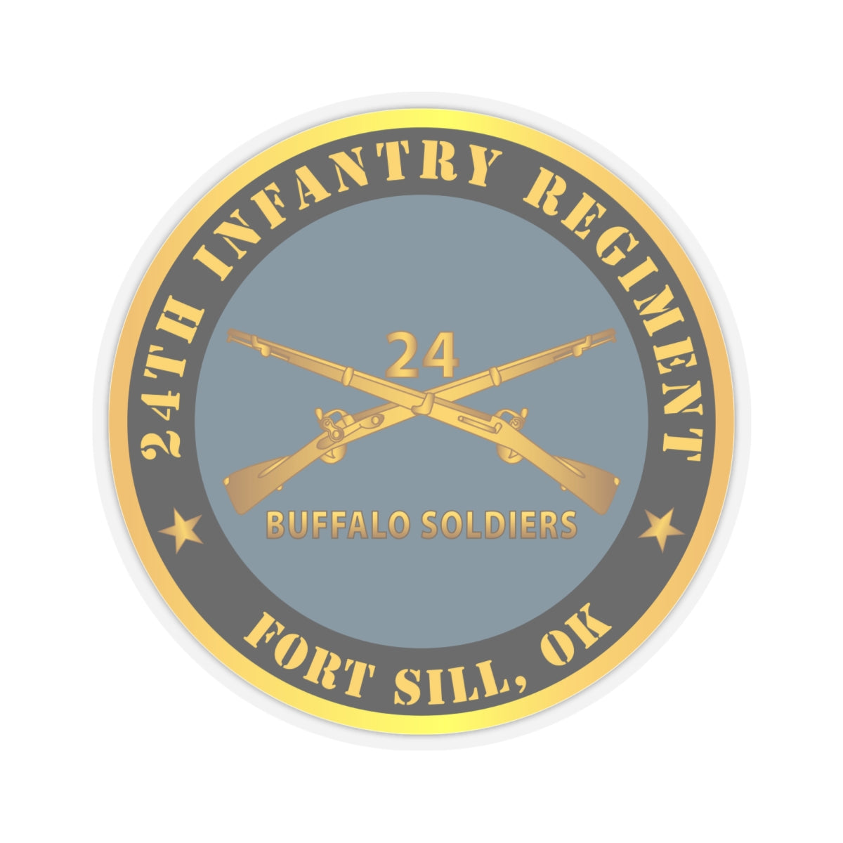 Kiss-Cut Stickers - Army - 24th Infantry Regiment - Fort Sill, OK - Buffalo Soldiers w Inf Branch
