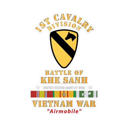Kiss-Cut Vinyl Decals - Army - 1st Cavalry Division - SSI - Battle of Khe Sanh - VIetnam War - Airmobile w VN
