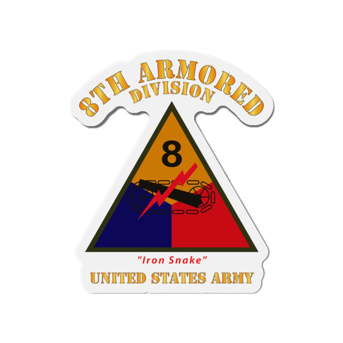 Die-Cut Magnets - Army - SSI - 8th Armored Division - Iron Snake - US Army X 300