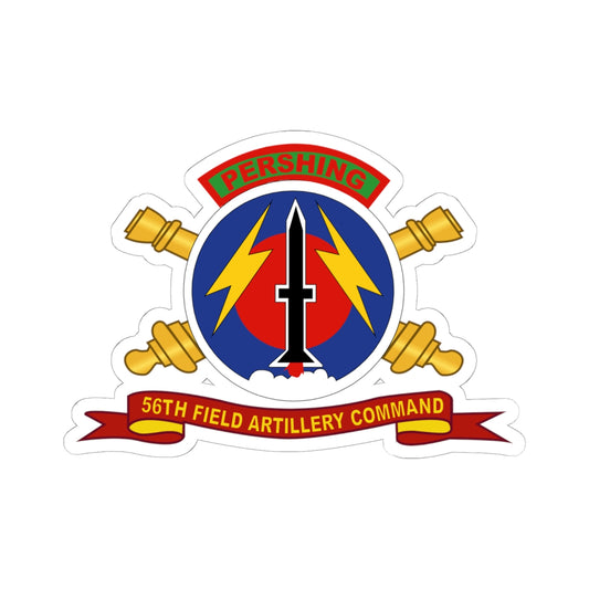Kiss - Cut Stickers - Army - 56th Field Artillery Command - SSI w Br - Ribbon