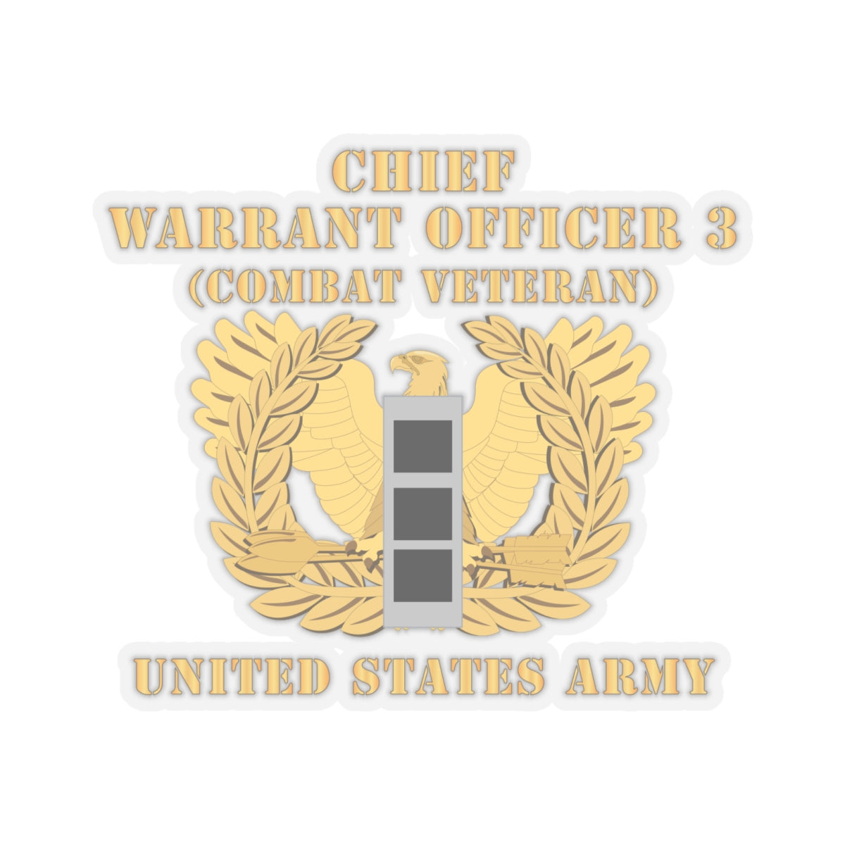 Kiss-Cut Stickers - Army - Chief Warrant Officer - CW03 - Combat Veteran - Flat - Eagle and Bar X 300