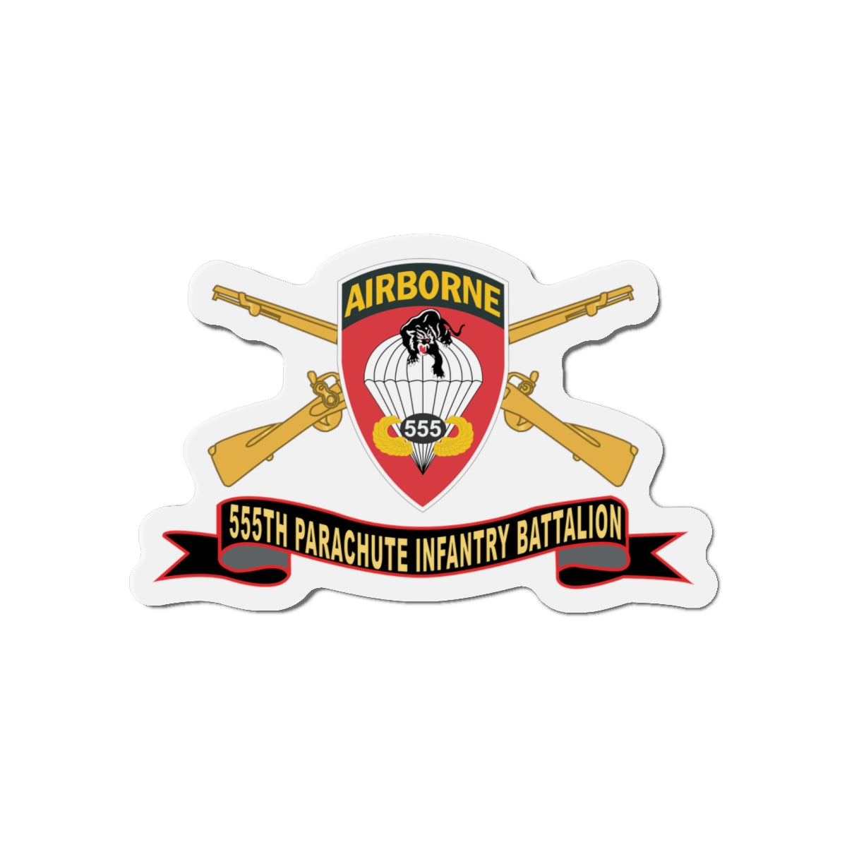 Die-Cut Magnets - 555th Parachute Infantry Battalion - SSI - Black - Red w Br - Ribbon X 300
