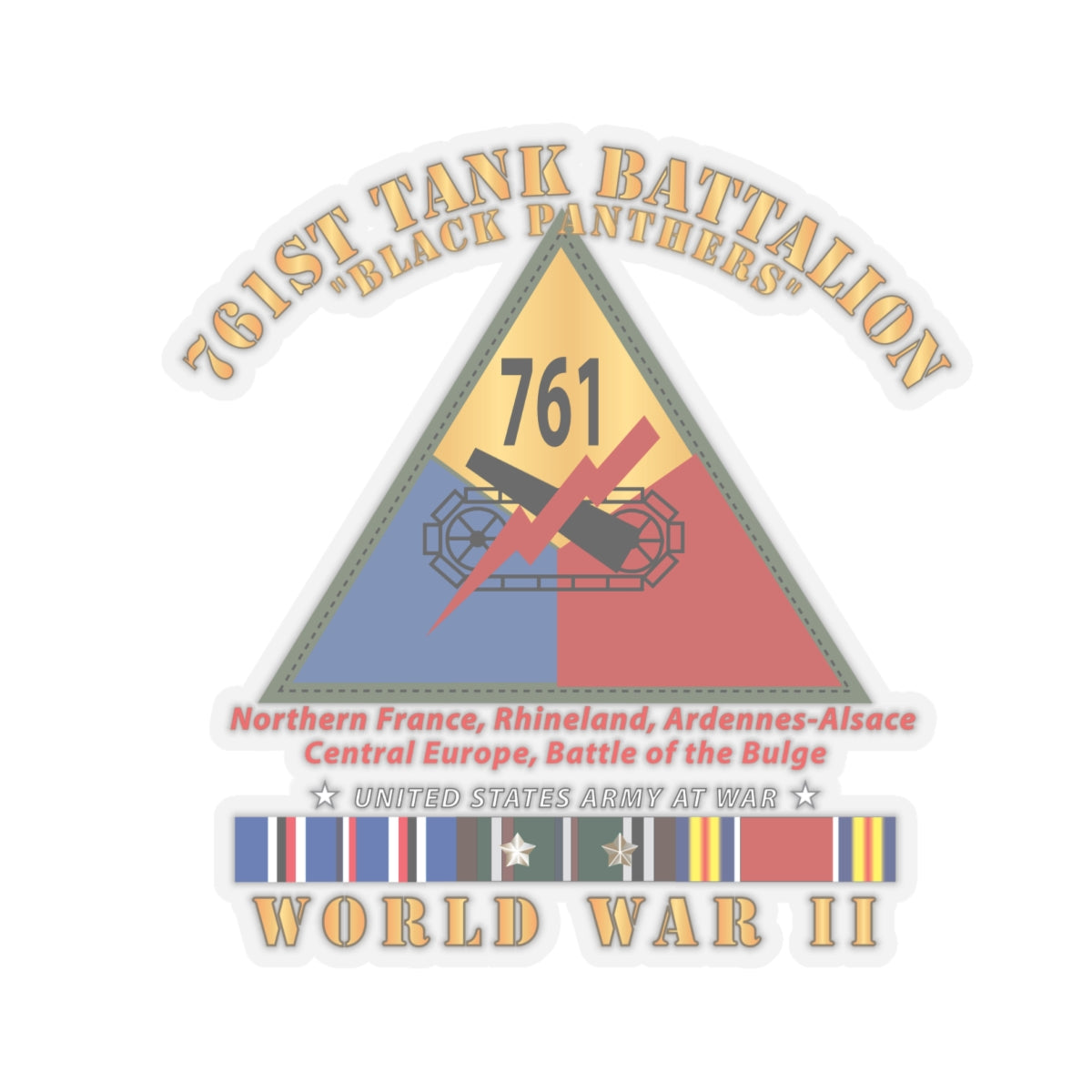 Kiss-Cut Stickers - Army - 761st Tank Battalion - Black Panthers - w SSI WWII  EU SVC