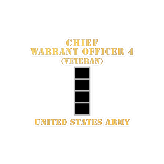 Kiss-Cut Vinyl Decals - Army - Chief Warrant Officer 4 - CW04 - Veteran - Flat - X 300