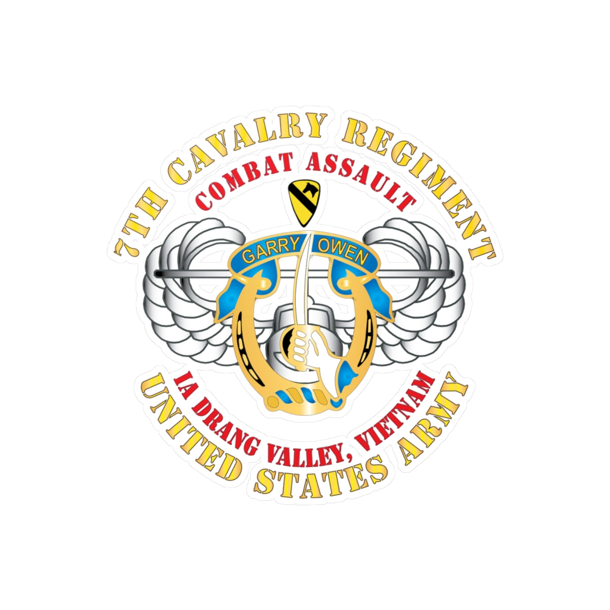 Kiss-Cut Vinyl Decals - Army - Air Assault - 7th Cav - IA Drang X300