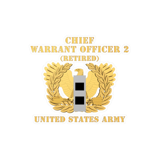 Kiss-Cut Vinyl Decals - Army - Chief Warrant Officer - CW02 - Retired - Flat - Eagle and Bar X 300