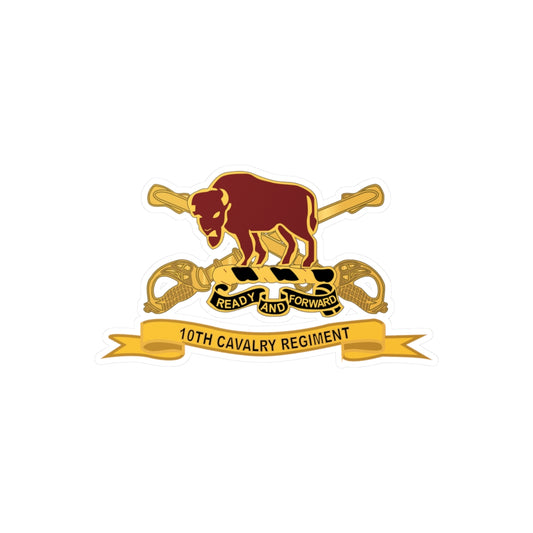 Kiss-Cut Vinyl Decals - Army  - 10th Cavalry Regiment w Br - Ribbon X 300