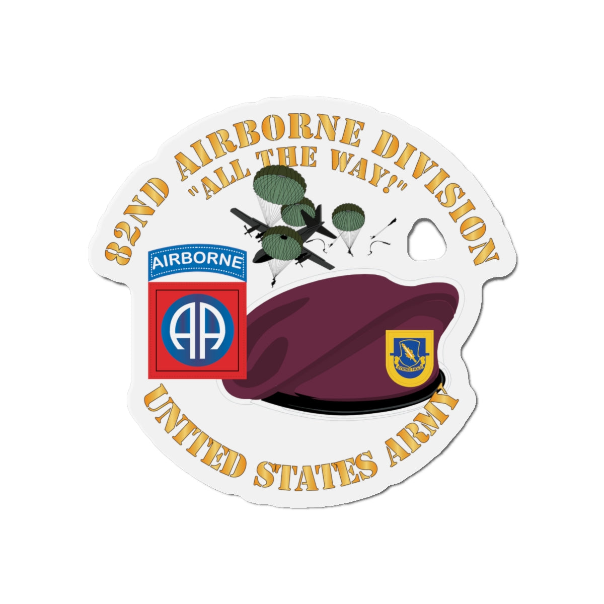 Die-Cut Magnets - Army - 82nd Airborne Div - Beret - Mass Tac - Maroon  - 1 - 504th Infantry wo DS X 300