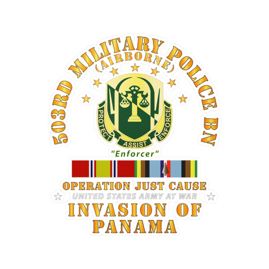 Kiss-Cut Vinyl Decals - Just Cause - 503rd Military Police Bn - Ft Bragg NC w Svc Ribbons