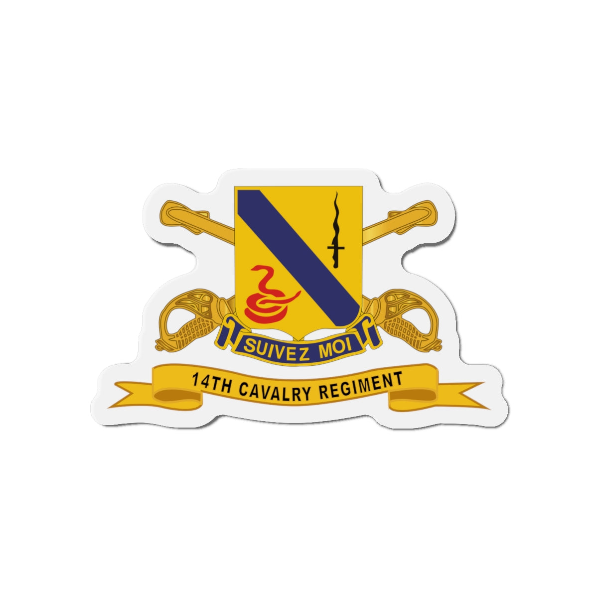 Die-Cut Magnets - Army  - 14th Cavalry Regiment w Br - Ribbon
