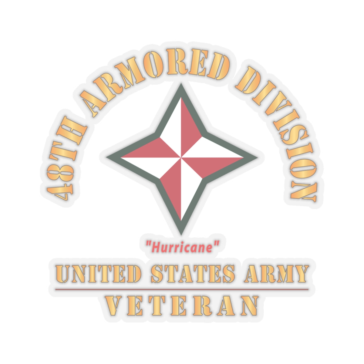Kiss-Cut Stickers - Army - SSI - 48th Armored Division - Hurricane - US Army Veteran X 300