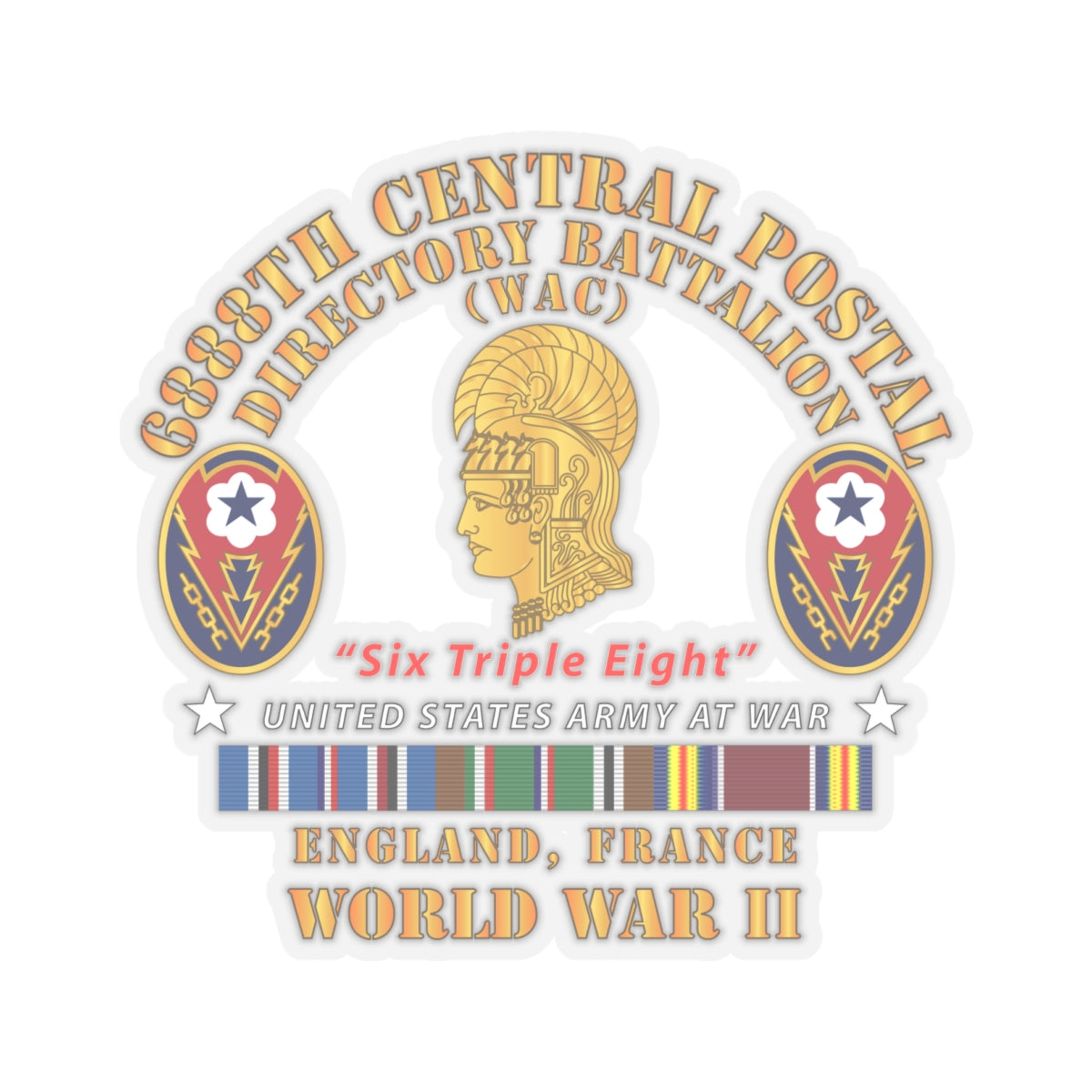 Kiss-Cut Stickers - Army - 6888th Central Postal Directory Battalion - WWII w EU SVC