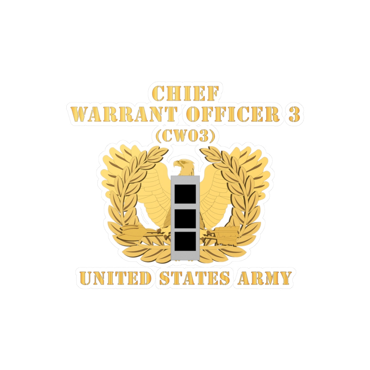 Kiss-Cut Vinyl Decals - Army - Chief Warrant Officer - CW03 - Flat - Eagle and Bar X 300