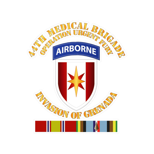Kiss-Cut Vinyl Decals - Army - Grenada - 44th Med Bde Operation Urgent Fury w Svc Ribbons