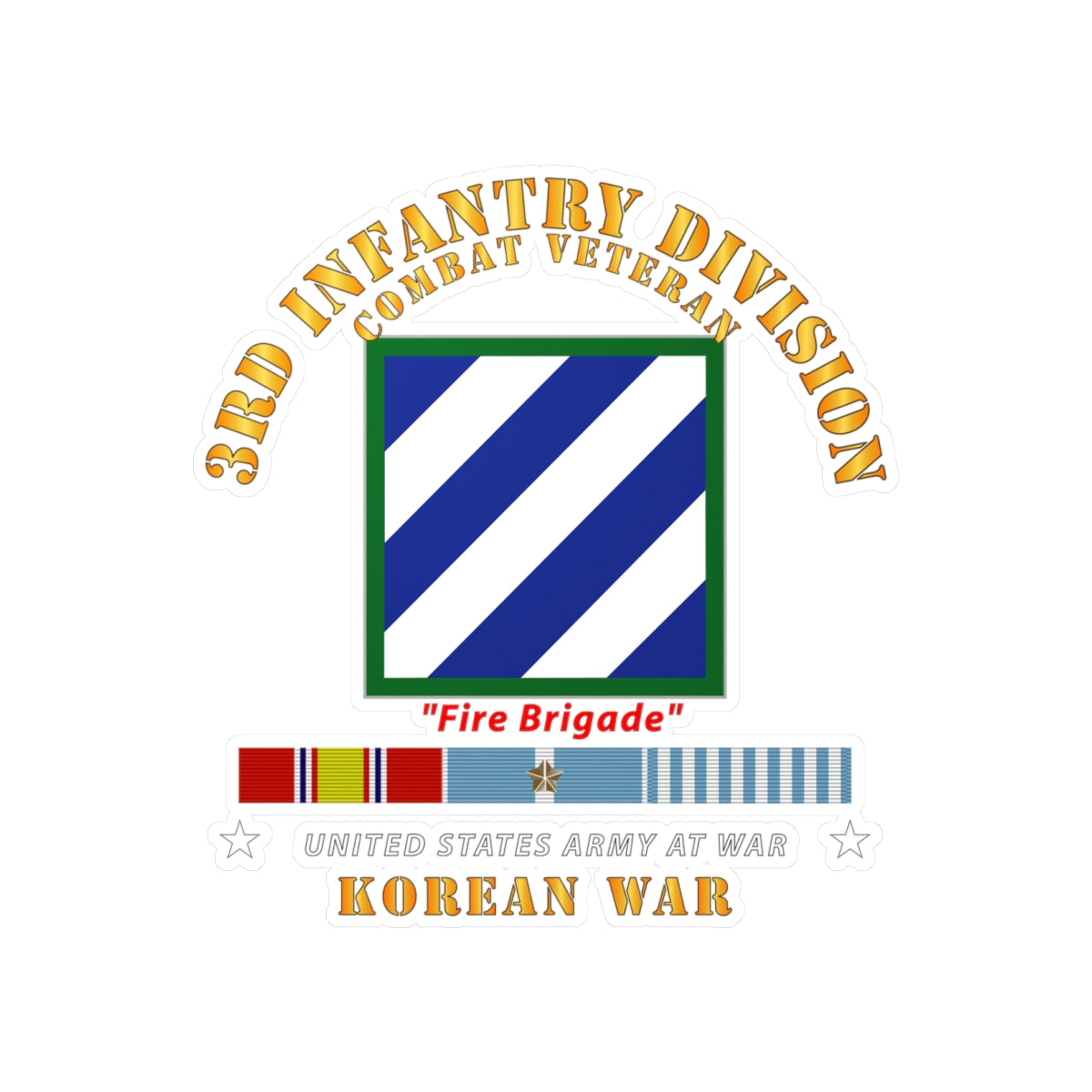 Kiss-Cut Vinyl Decals - Army - 3rd ID - Korean War w KOREA War SVC