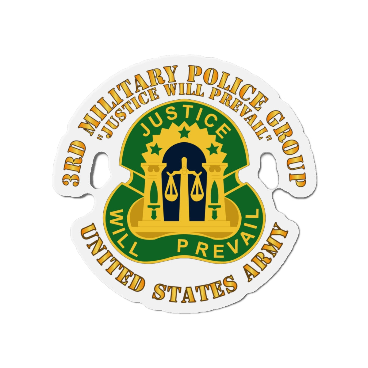Die-Cut Magnets - Army - 3rd Military Police Group - DUI - Justice Will Prevail