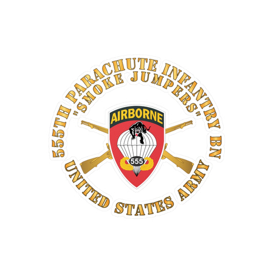 Kiss-Cut Vinyl Decals - Army - 555th Infantry Parachute Bn SSI - Smoke Jumpers w Br X 300