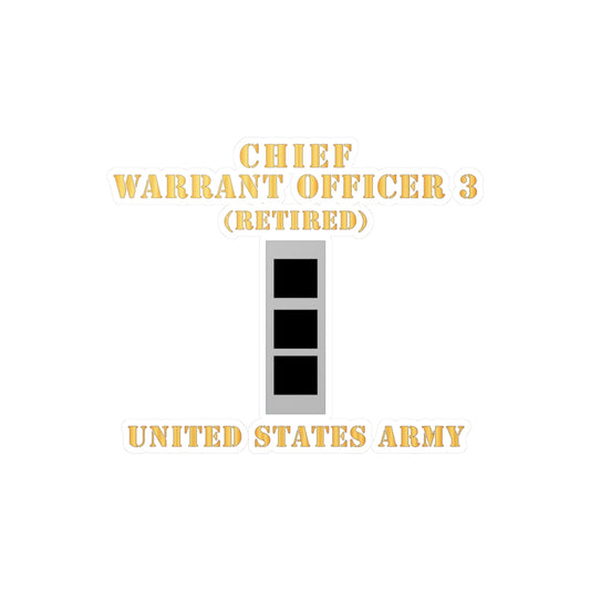 Kiss-Cut Vinyl Decals - Army - Chief Warrant Officer 3 - CW03 - Retired - Flat - X 300