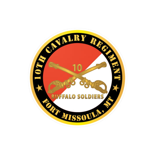 Kiss-Cut Vinyl Decals - Army - 10th Cavalry Regiment - Fort Missoula,  MT - Buffalo Soldiers w Cav Branch