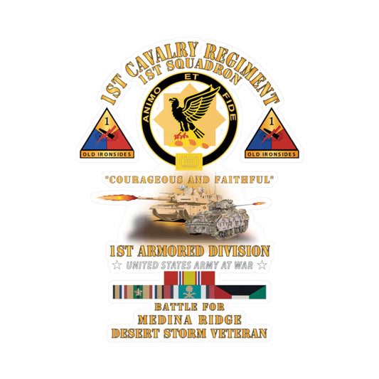 Kiss-Cut Vinyl Decals - Army - 1st Squadron 1st Cavalry Regiment - 1st AD - Battle Medina Ridge w M1 - M2 - D