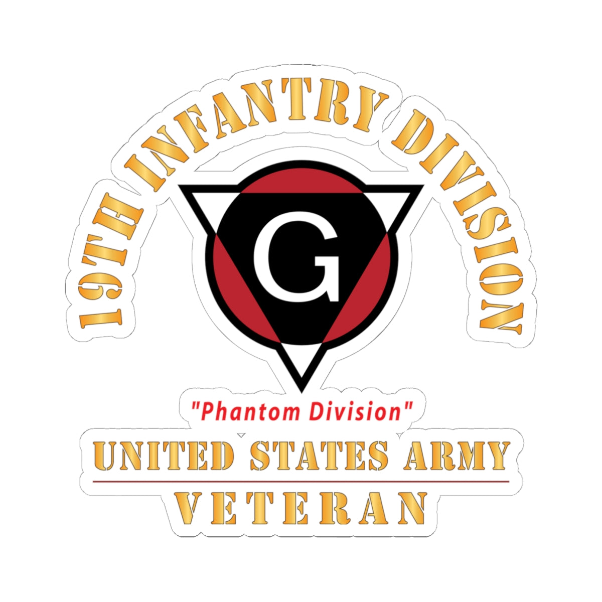 Kiss - Cut Stickers - Army - SSI - 19th Infantry Division  - Phantom Division - US Army Veteran X 300