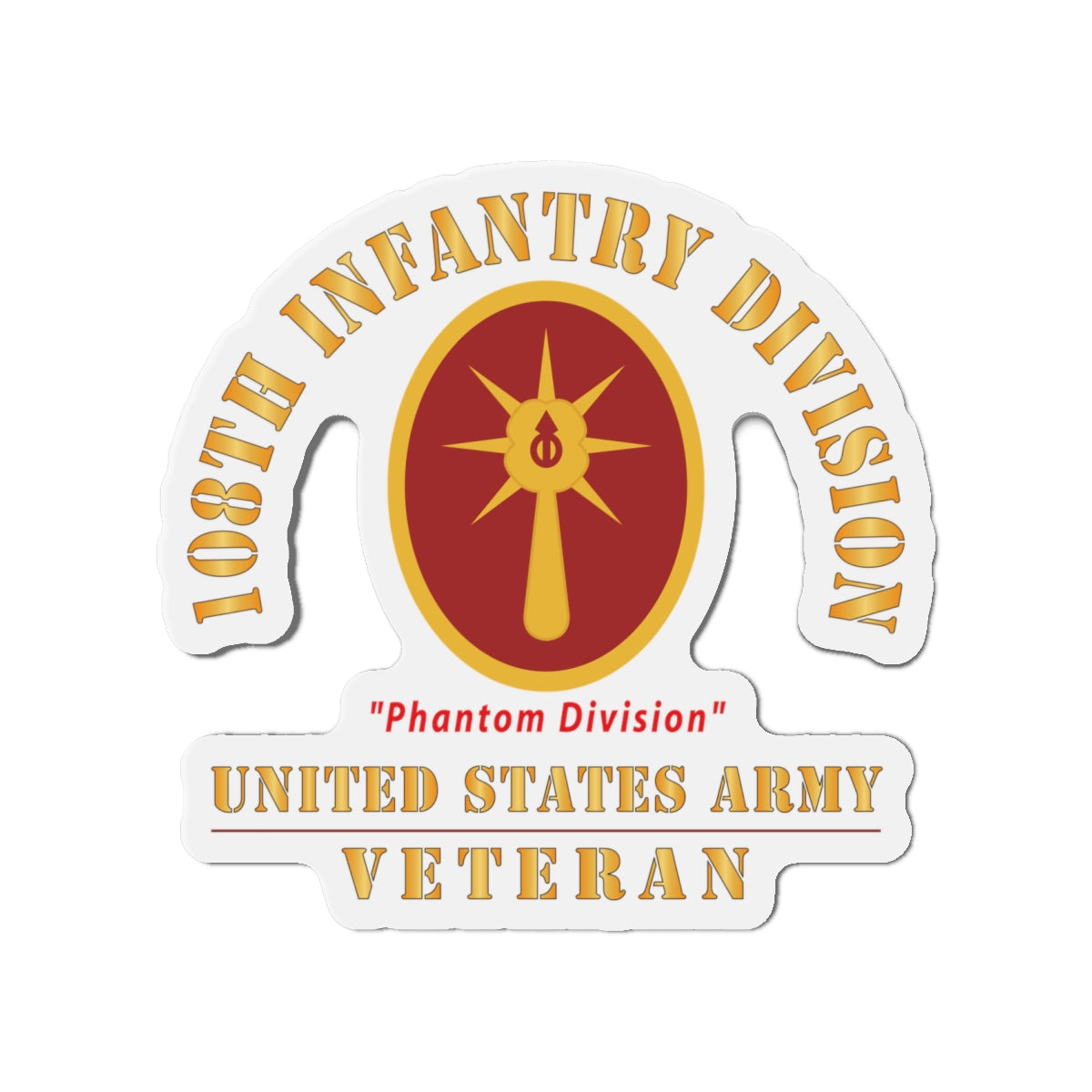 Die-Cut Magnets - Army - SSI - 108th Infantry Division - WWII - Phantom - US Army Veteran X 300