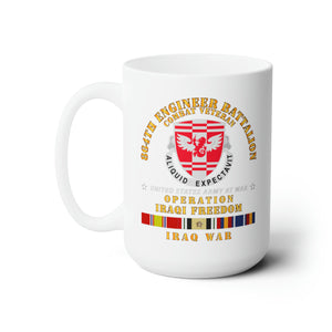 White Ceramic Mug 15oz - Army - 864th Eng Bn - Iraqi Freedom Veteran w IRAQ SVC