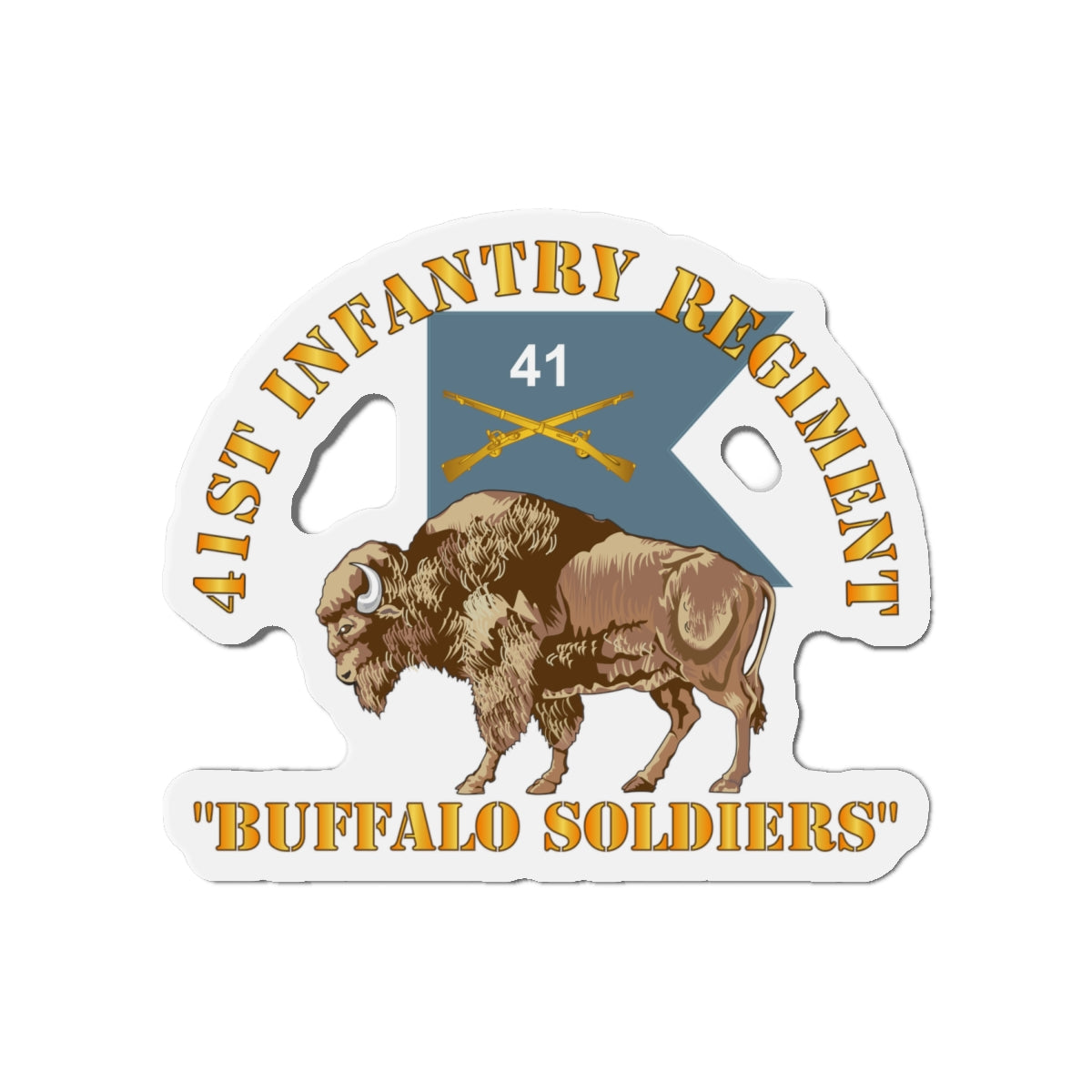 Die-Cut Magnets - Army - 41st Infantry Regiment - Buffalo Soldiers w 41st Inf Guidon X 300