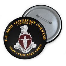 Load image into Gallery viewer, Custom Pin Buttons - US Veterinary Command - VETCOM - Veterinary Corps
