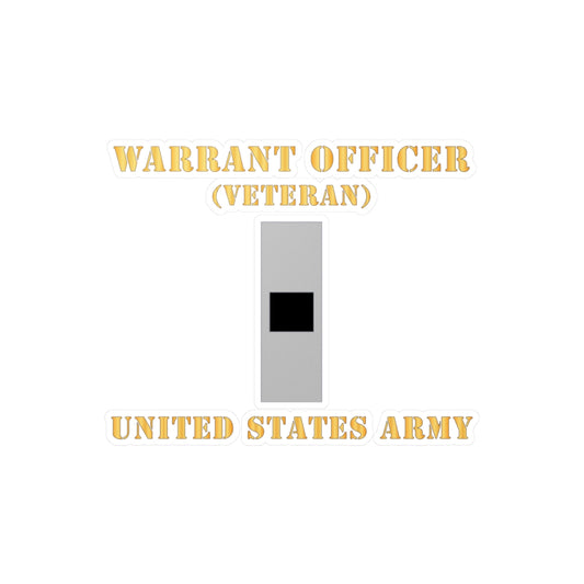 Kiss-Cut Vinyl Decals - Army - Warrant Officer - W01 - Veteran - Flat X 300