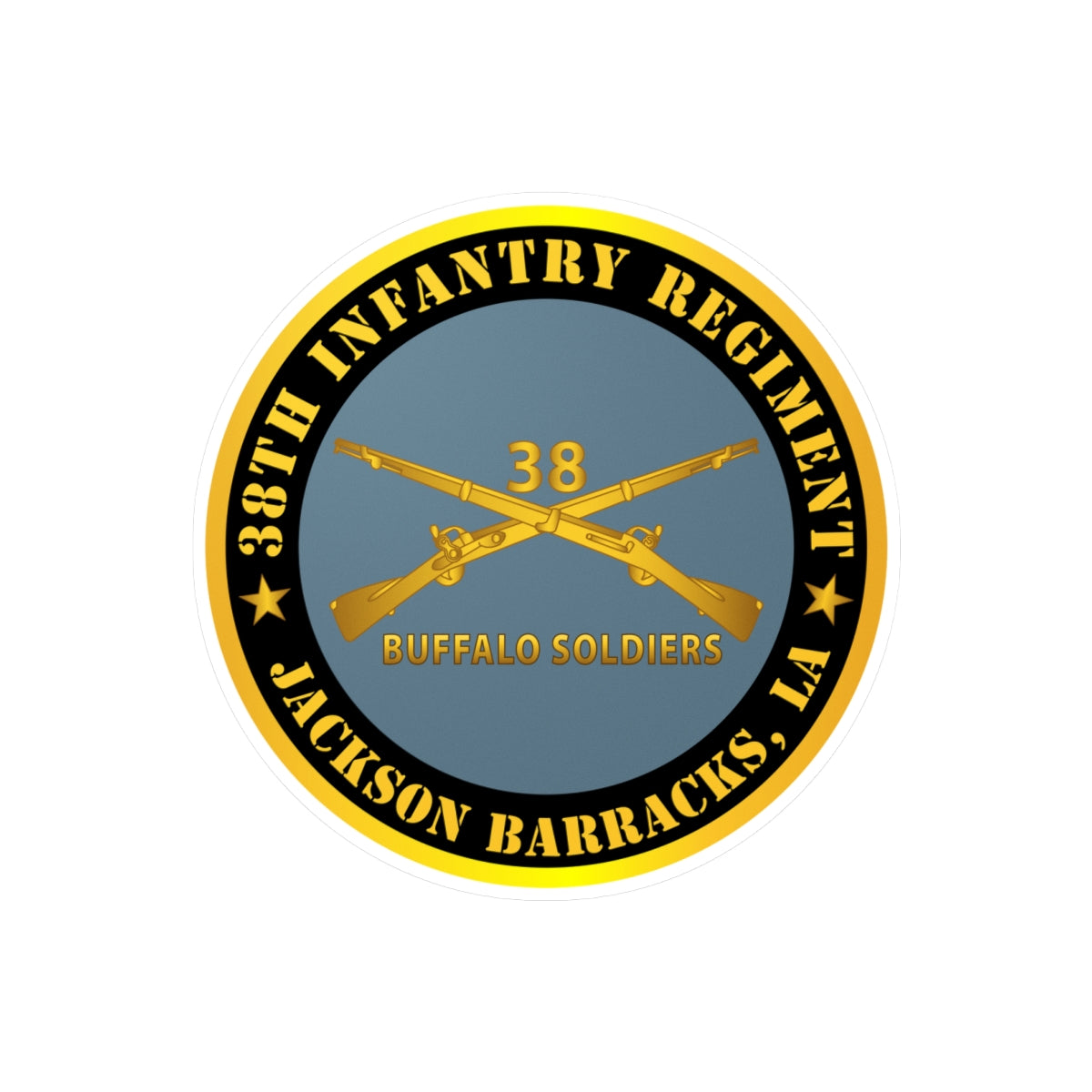 Kiss-Cut Vinyl Decals - Army - 38th Infantry Regiment - Buffalo Soldiers - Jackson Barracks, LA w Inf Branch