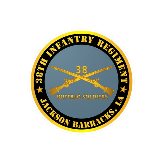 Kiss-Cut Vinyl Decals - Army - 38th Infantry Regiment - Buffalo Soldiers - Jackson Barracks, LA w Inf Branch