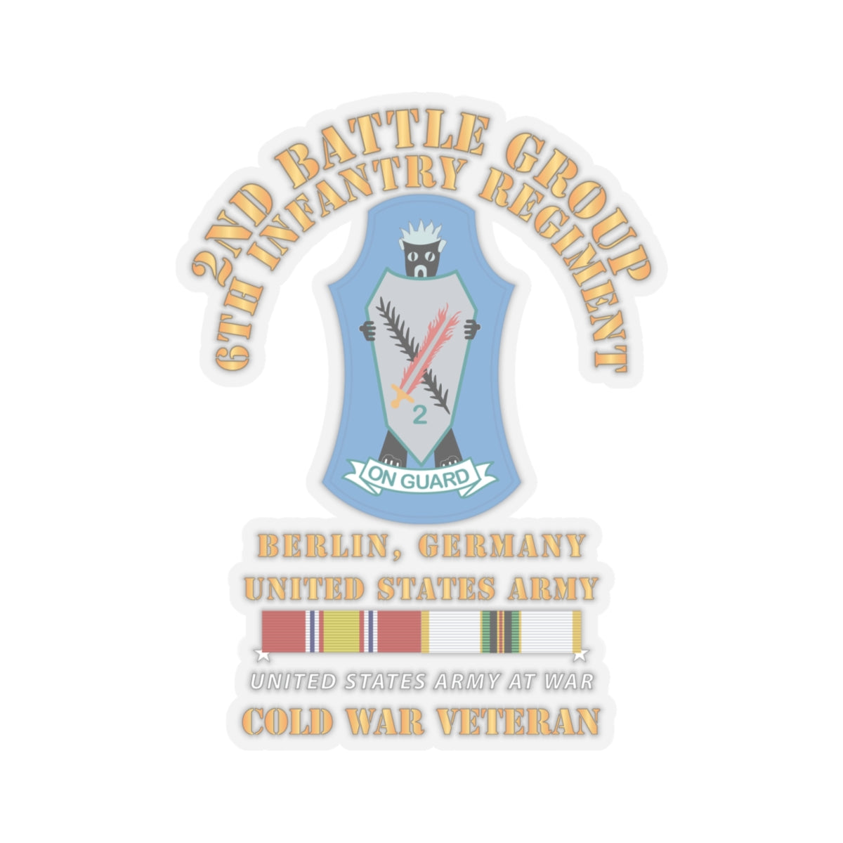 Kiss-Cut Stickers - 2nd Battlegroup - 6th Infantry Regt - Berlin Bde, Germany - COLD SVC X 300