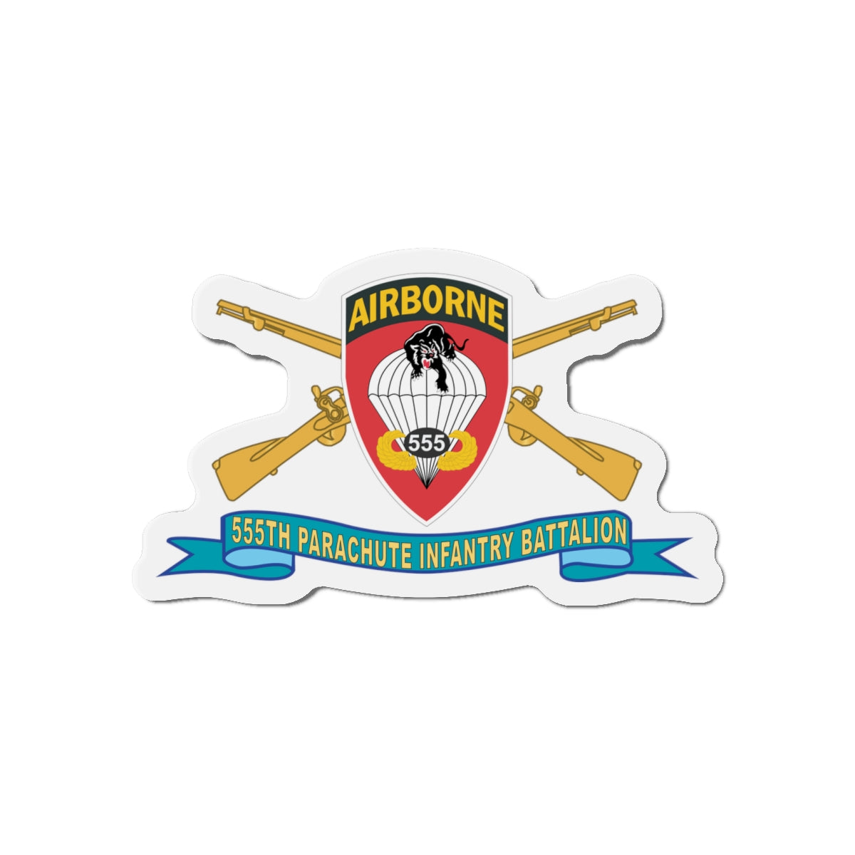 Die-Cut Magnets - Army - 555th Parachute Infantry Battalion - SSI w Br - Ribbon X 300