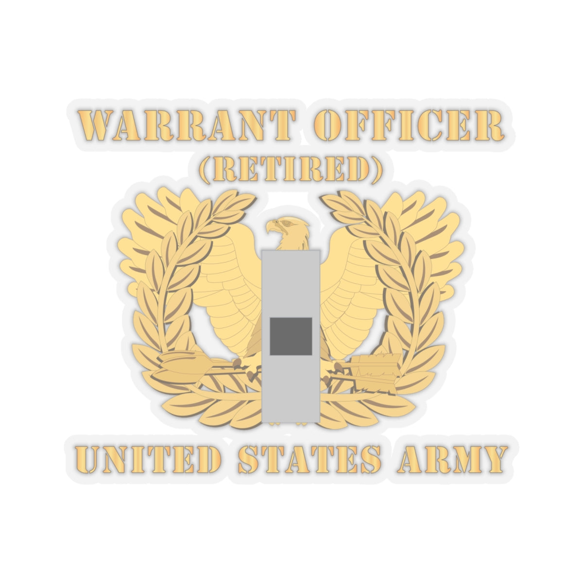 Kiss-Cut Stickers - Army - Warrant Officer - W01 - Retired - Flat - Eagle and Bar X 300