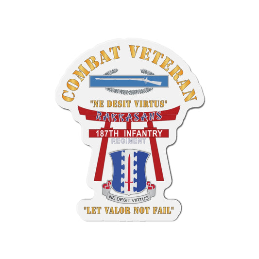 Die-Cut Magnets - Army - Combat Veteran - 187th Infantry Regiment - Torii, Rakkasans, Let Valor Not Fail, English, Latin w CIB X 300