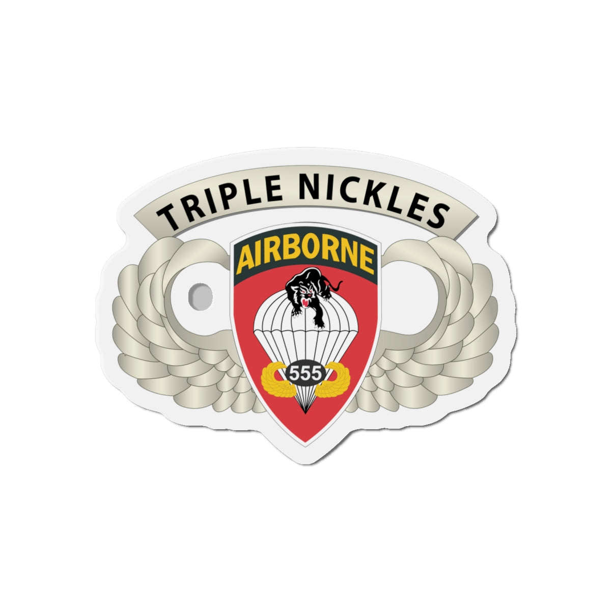 Die-Cut Magnets - Airborne Badge - 555th Parachute Infantry Bn - SSI w  Triple Nickles Tab X 300