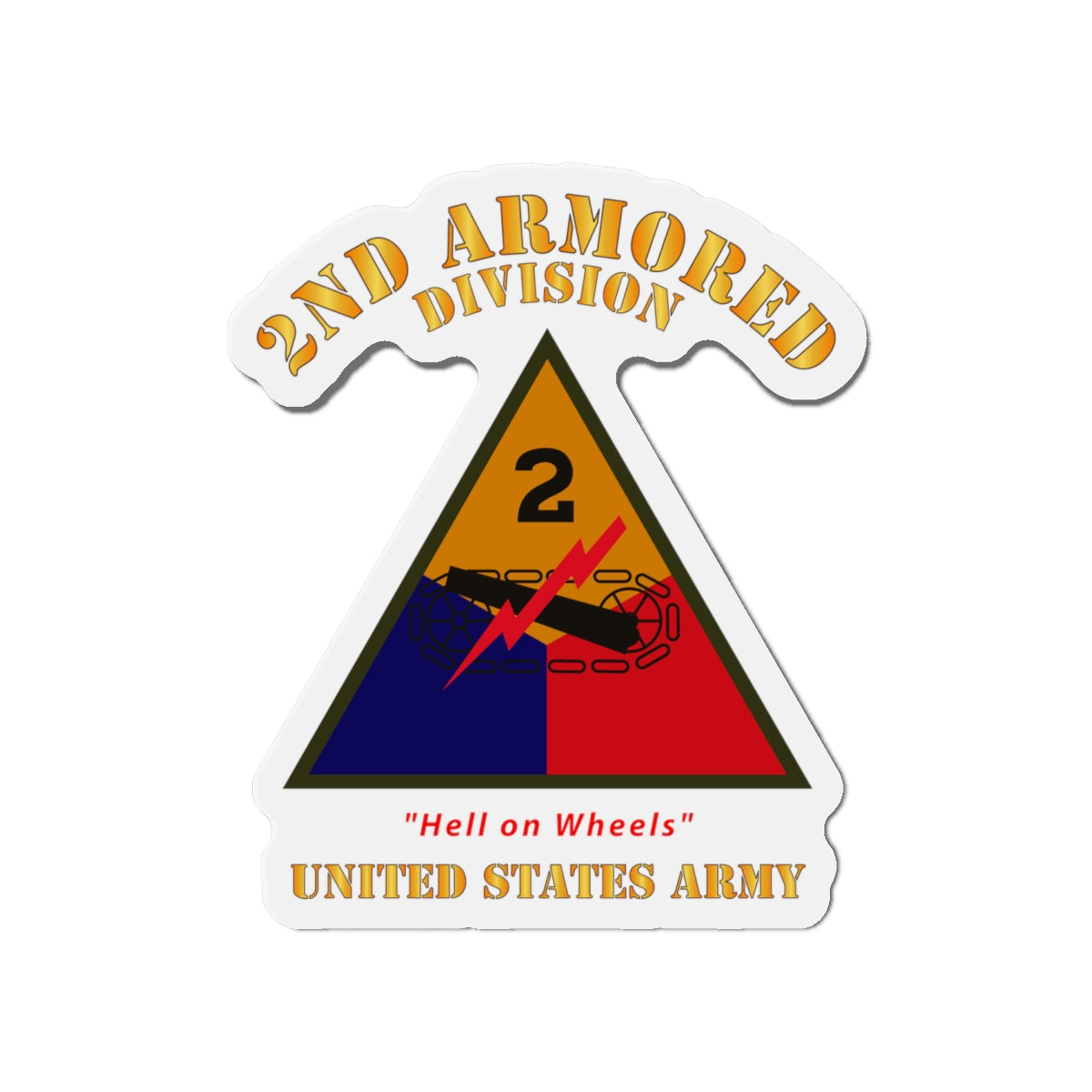Die-Cut Magnets - Army - SSI - 2nd Armored Division - Hell on Wheels - US Army X 300