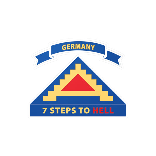 Kiss-Cut Vinyl Decals - Army - 7th United States Army  w 7 Steps Hell w Scroll X 300